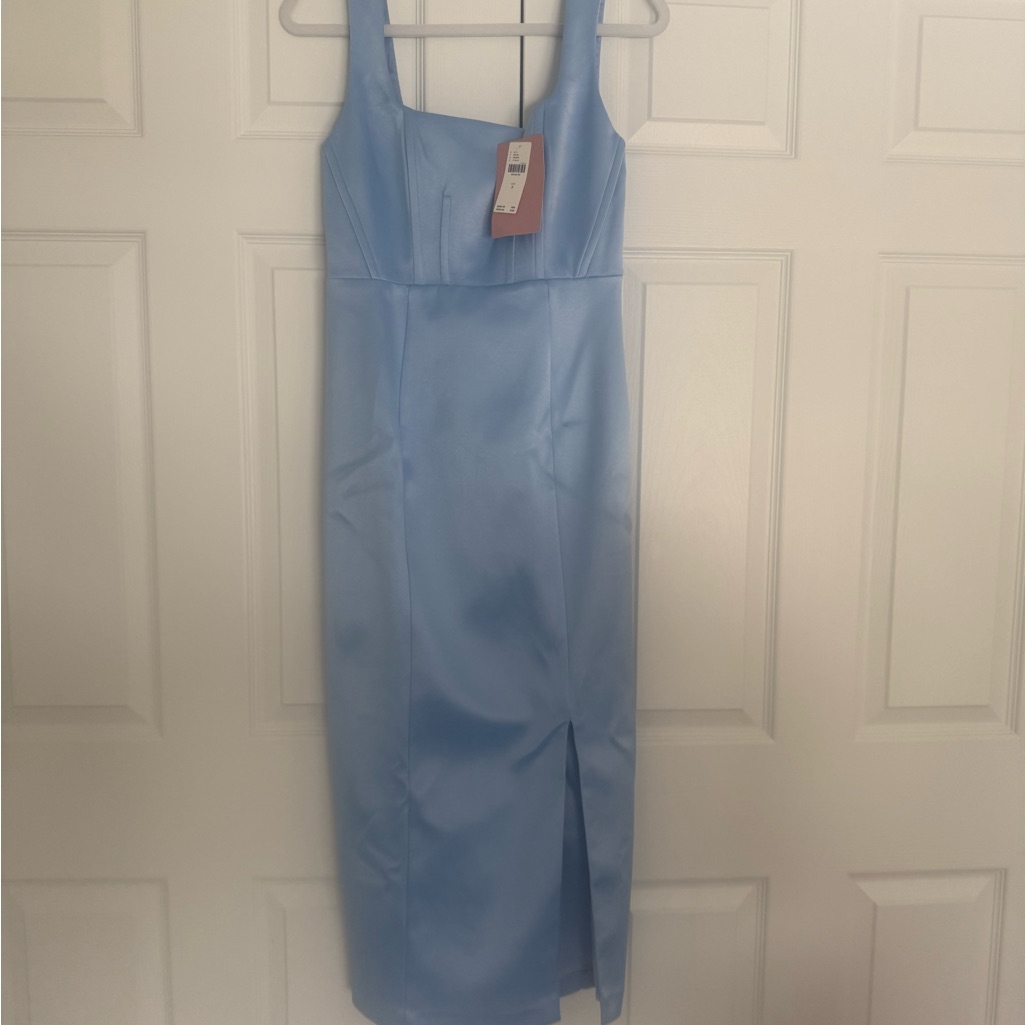 Bhldn Ellie Sky Blue Midi Dress Bnwt